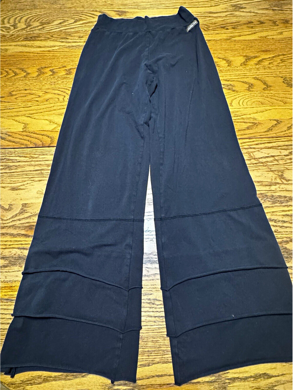 Matilda Jane Womens S Black Wide Leg Palazzo Pants Tiered Hem Pull On Boho
